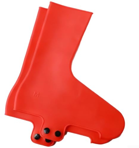 Fundas de goma para zapatos compatibles con calzado de ciclismo de carretera que proporcionan protección contra la lluvia y reducción de arrastre en los paseos (tamaño mediano, rojo)