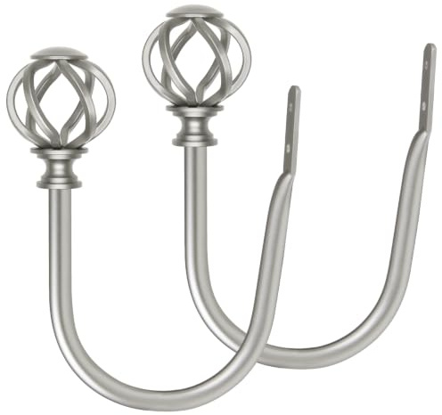 USFOOK Antique Silver Curtain Holdbacks, 2 Pack Metal Curtain Tie Backs