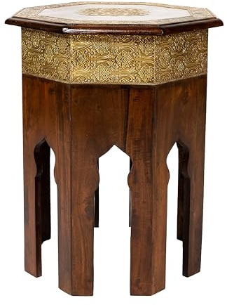 Marrakesch Orient & Mediterran Interior Table Basse en Bois Massif Style Oriental 52 cm Table Basse en Bois Massif Style Oriental Marron