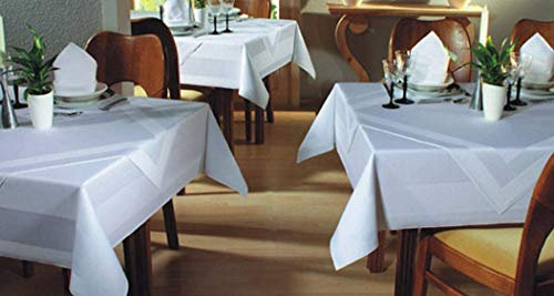 Tischdecke Stoffserviette 6er Set Damast Gastronomie weiß mit Atlaskante (6, 50x50)
