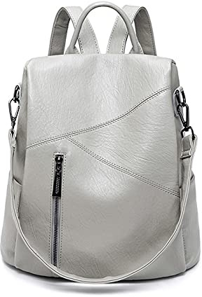 PORRASSO Damen Rucksack Anti Diebstahl Schultertasche Frauen Mode Daypack Wasserdichte PU Leder Umhängetasche Schule Arbeit Reise Rucksäcke
