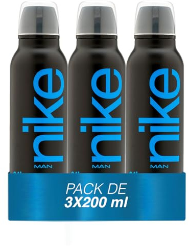 NIKE - Ultra Blue Pack de 3 x 200 ml, Desodorante Hombre Spray, Desodorante Antimanchas para Todo Tipo de Piel, 0% Sales de Aluminio, de Larga Duración, Fragancia Oriental Floral