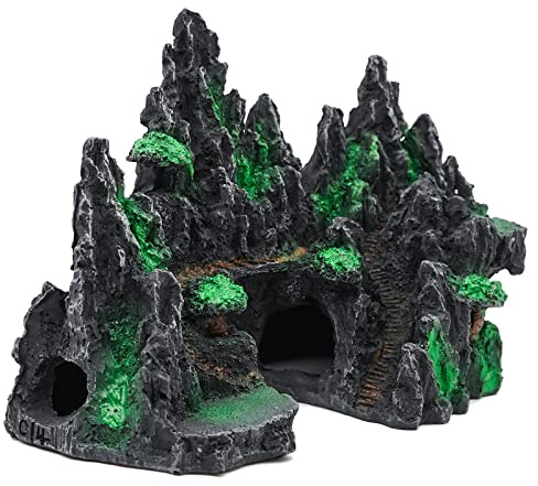 Svauoumu Deco Acquario Vista Montagna Acquario in Pietra Paesaggio Rocaille Ornamentale Decorazione Grotta Acquario Nascondiglio Decorazione Acquario