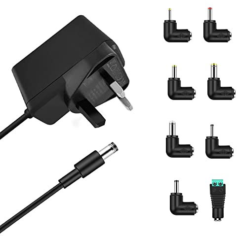 12V Battery Charger Compatible for Children's Electric Toy Cars，UK Plug Power Adapter Supply Cord with 8 Connector Tips