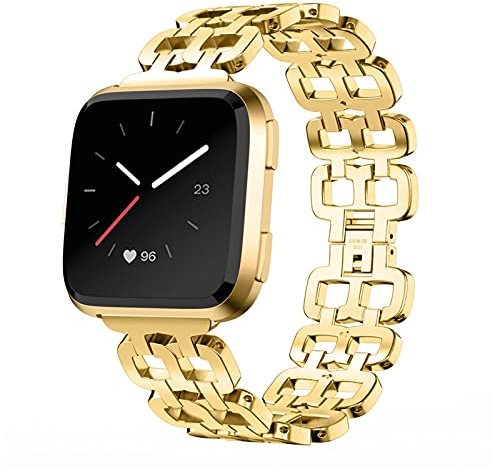 ZUZIS Edelstahlband Kompatibel Mit Fitbit Versa 2/Versa/Versa Lite, Verstellbares Ersatz-Uhrenarmband Fitness-Armband Metallverbinder Fitness-Armband für Versa,2