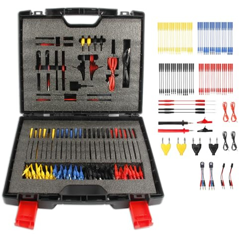 92tlg Prüfleitungssatz Kfz Kabel Multimeter - BELEY Prüfkabel Set Auto Messspitzen für Multimeter mit Krokodilklemmen, Hakenkabeln und Drahtstechprüfspitzen für Digitale Elektrische Prüfungen Prüfung
