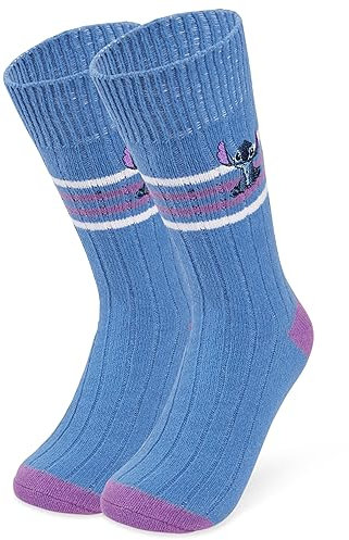 Disney Stitch Calze Donna - Calze Antiscivolo a Pantofola Calzettoni Casa Caldo Pile Taglia Unica Baby Yoda Ih Oh Minou Daisy (Blu Stitch, 35-41 EU)