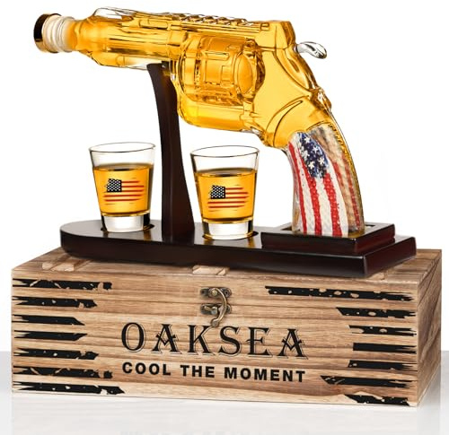 Gifts for Men Dad Fathers Day, Unique Anniversary Birthday Gift for Him Husband, 9 Oz Whiskey Decanter Set with 2 Oz Shot Glasses, Cool Persinalized Presents liquor dispenser for Home Bar