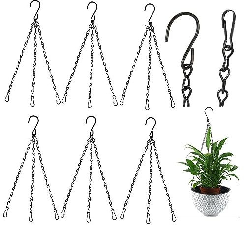 6 Stück Metall-Hängekette, hängende Pflanzenkette,Hängetöpfe für Pflanzen mit Ketten,hängepflanzen Topf Hängeblumentöpfe aussen Hängeampel außen blumenampel hängend innen hängetopf für Pflanzen Hänge