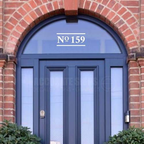 Accurate Signs | House Number Sticker for Door Window Fanlight Decal White Black Etched Glass Effect (02)