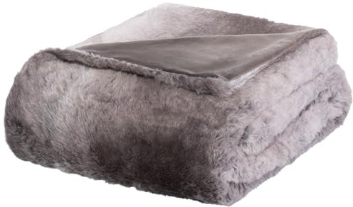Brandsseller Decke Fellimitat Sofadecke Kuscheldecke Wohndecke weich ca. 150 x 200 cm - taupe/grau