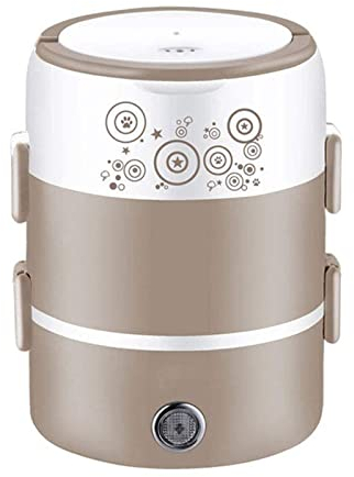 Cuociriso, Mini Fornello di Riso Portatile Multifunzione in Acciaio Inossidabile Artefatto per Riso Caldo Cottura Plug-in, Lunch Box Elettrico A 3 Strati per Conservazione del Calo