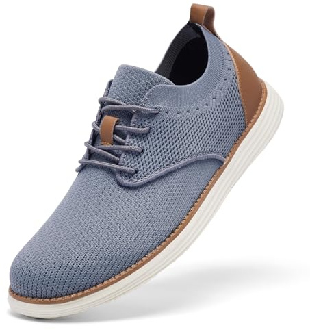 SHULOOK Baskets tricotées respirantes pour homme - Chaussures Oxford légères - Chaussures habillées d'été décontractées à lacets pour homme, gris foncé, 43 EU