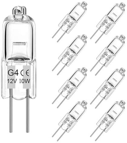 BXXKXMC G4 Halogen Bulbs, Clear Capsule 10W 12V 3000K Warm White Light, for Cooker Lighting, Signal Lights, Track Lighting