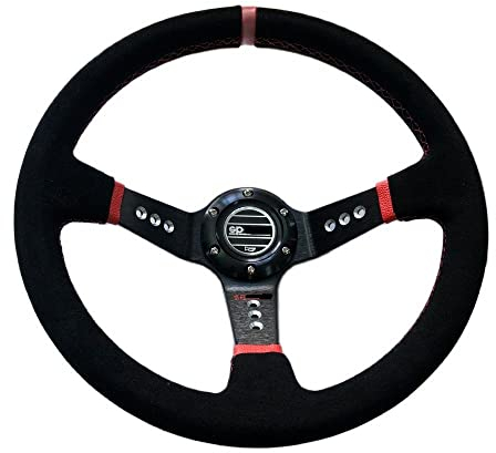 ZHAOYUQI Sportlenkrad Universal Wildleder Leder Racing Lenkrad 350mm 14inch Tiefstimmung Drifting Sport Rallye Lenkräder Holzlenkrad