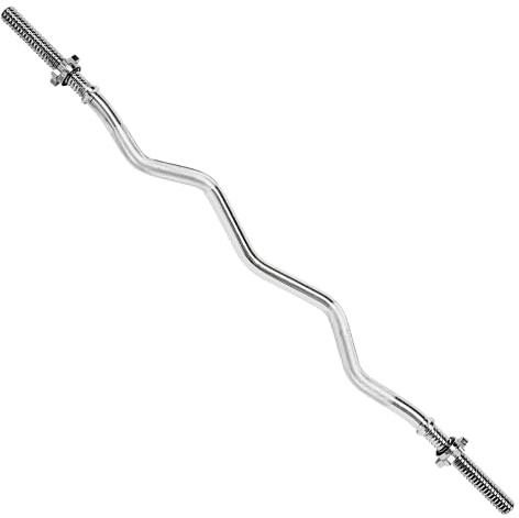 AemaSport Barra Pesas Musculación Barra Recta de 28mm de Diámetro - Barra para Gimnasia con Cierre de Rosca Cromada - Equipo de Fitness para el Hogar - Barra Gym (Barra Z 120cm. y 6kg.)