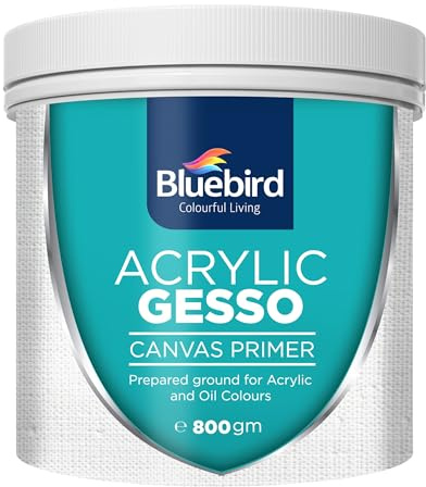Bluebird Professionelle schwere Gesso-Grundierung für Acrylmalerei, 800 g, Gesso Surface Prep Medium für Acrylfarbe und Ölfarbe