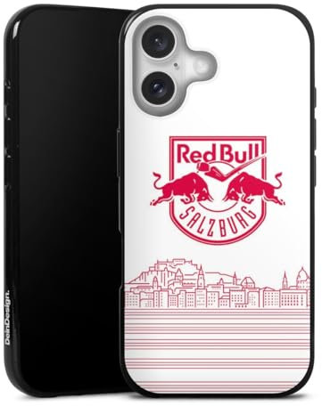 Silikon Hülle kompatibel mit Apple iPhone 16 Case schwarz Handyhülle Eishockey Skyline EC Red Bull Salzburg