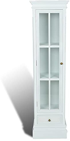 Willood Vitrine, Bücherregal, 3 Fächer, weißes Holz, Massivholz, Highboard