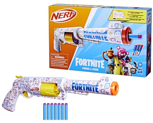 Nerf Fortnite Frenz-Ever Foam Dart Blaster, Game-Inspired Design, Quick-Load Action Toy, 6 Foam Darts, Backyard Battles & Target Practice for Children Aged 8+, Perfect Toys for Boys & Girls