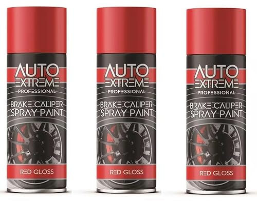 Saraika 3 x Red Gloss Brake Calliper Spray Paint High Temperature Heat Resistant Aerosol Spray 400ml