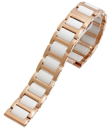 Cinturino for orologio in ceramica in acciaio inossidabile 12mm18mm 22mm Cinturino for orologio for donna e uomo Bracciale alla moda a sgancio rapido Adatto for orologi intelligenti(Rose gold white,18