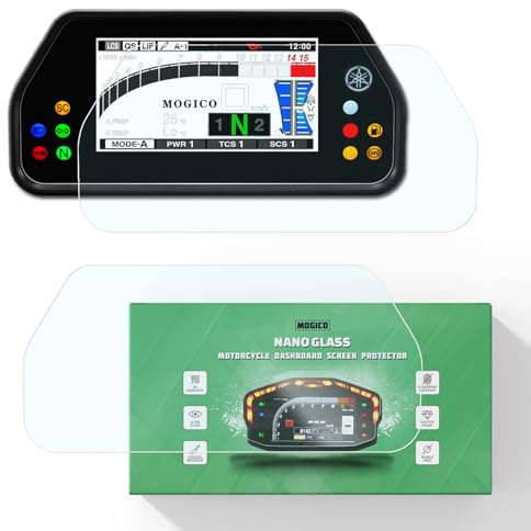Mogico Nano Glass Dashboard Screen Protector Kit for Yamaha YZF-R1 / R1M 2015+, MT-10 2022+ / MT-10 SP 2017+, Tracer 900 GT 2018-2019 Motorcycle TFT Screen Saver Film (2x Ultra Clear, Anti-Scratch)