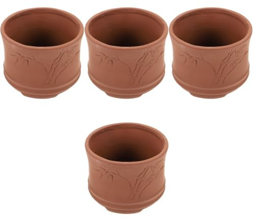 BESPORTBLE 4 Pièces Pot De Fleurs en Grès Sable Violet Usine Pots De Pépinière Plantation Planteur À Plusieurs Niveaux Mini Jardinière Terreau pour Orchidées Jardinière De Pépinière Bol Grès