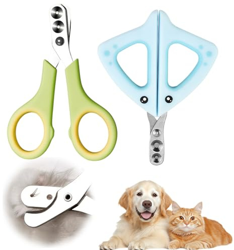 GUSXPPD Pack of 2 Cat Nail Clippers with 2 mm and 3 mm Hole Nail Clippers for Cats Dogs Claw Cutter Double Round Hole Design for Cats Puppies Rabbits