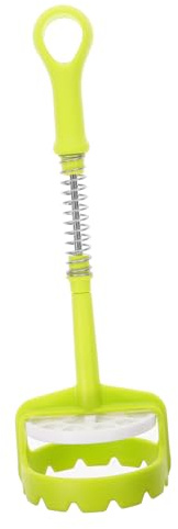 Presse-purée Automatique en Plastique 1 Pièce à Ressort Intégré | Poignée Antidérapante, Trou Suspendu, Usage Facile, Nettoyage Facile, Fruits, Carottes, Articles Cuisine