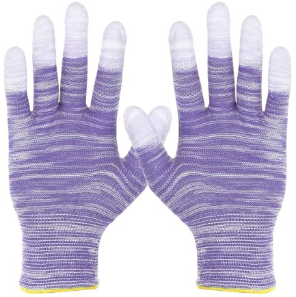 sourcing map 12 Set antistatische Handschuhe, elektrostatische Schutzhandschuhe mit PU-Fingerspitzen, große Größe für Automobil-Vinylfolien und Aufkleber-Anwendungen, Lila