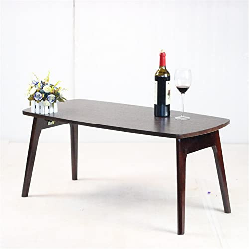 Mesa de Centro Rectangular Moderna con Patas de Madera Maciza y Chapa de Madera Artificial. Muebles de Sala de Estar. Decoración Moderna para el hogar. Color Nogal.