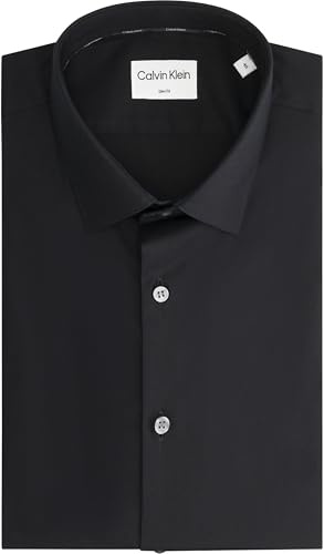 Calvin Klein Camisas de Vestir Delgadas ESNTL Poplin Nos STR SLD para Hombre, Color Negro (Negro), XL
