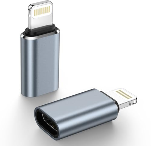 USB C to Lightning Adapter, 2Pack USB C Female to Lightning Male Adapter, Type C to iPhone Adaptor Connector Support Fast Charging/Data Sync for iPhone 14 13 12 11 Pro Max, Not for Audio/Headphone/OTG