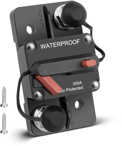RED WOLF 300A Schutzschalter mit Manuellen Reset, 300 Ampere Sicherungshalter Auto Leistungsschalter für Kfz Boot Wohnmobil LKW Audio Stereo Batterie Sicherungsautomat 12V-24V DC