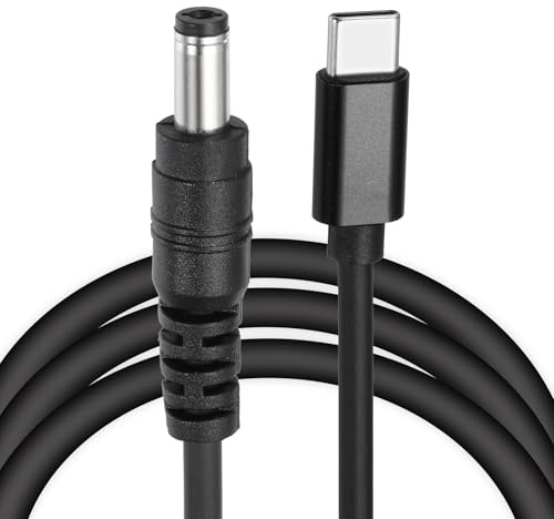 sourcing map 5FT USB C to DC PD Power Fast Charging Cable, 5.5mmx2.1mm 60W/20V DC Power Cable, Type C Input 3A Adapter Jack Converter for Router, Camera, TV Box, Desk Lamp(Black)