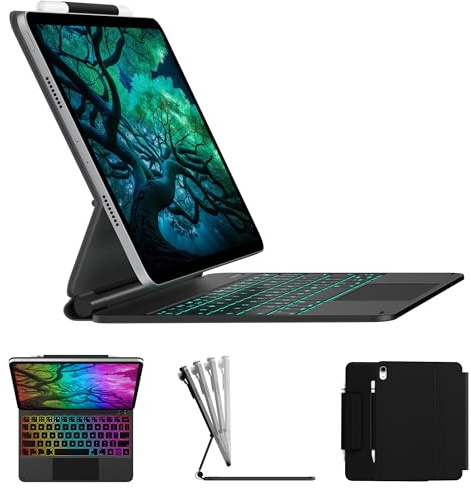 typecase Funda con teclado Edge para iPad de 11ª generación A16 (2025) y 10ª generación de 10.9 pulgadas (2022) – Trackpad multitáctil, teclado de estilo mágico retroiluminado de 11 colores – Soporte