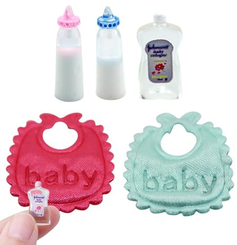 Baby Doll Bottles Mini Baby Doll Accessories Set Bottles Bibs Shampoo 1:12 Scale Realistic Dollhouse Nursery Accessories for Play