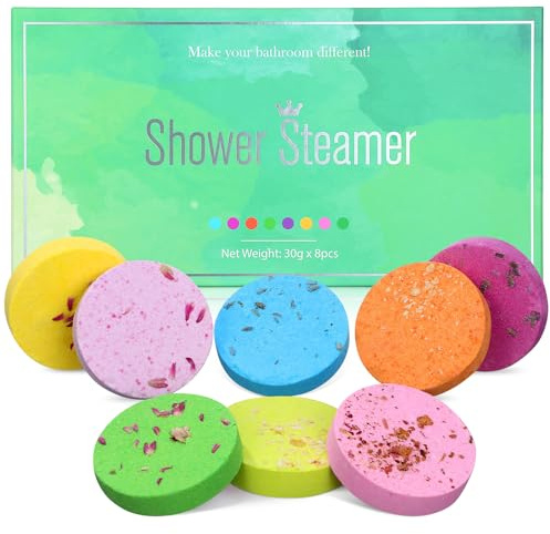 GETAJGHSD Compressa Aromatica da Bagno Naturale 8 Pezzi, Pastiglie Effervescenti Sali Profumati e Fiori Secchi, Compresse per Doccia a Vapore Rilassante Donna, Set Benessere Spa per Bagno