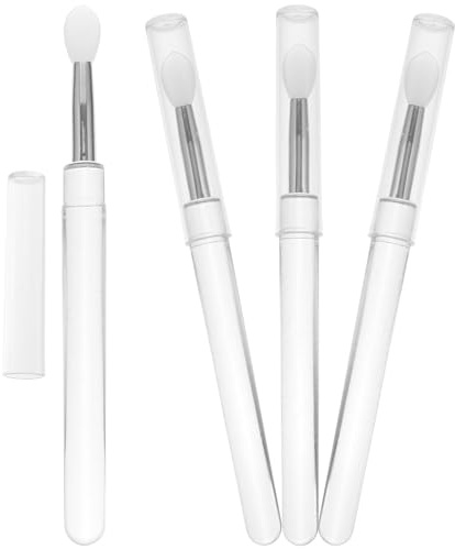 ifundom Aplicador de Bálsamo Labial de Silicona 4 Piezas Tapa, Pincel para Mascarilla y Maquillaje de Labios, Cabezal Transparente, Compacto y Portátil para Uso Profesional