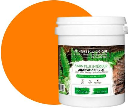 BOX DECO COULEURS Peinture naturelle écologique aspect Satin NATURA - Tassili - Murale intérieur 1 L - 18 m² (Orange Abricot)