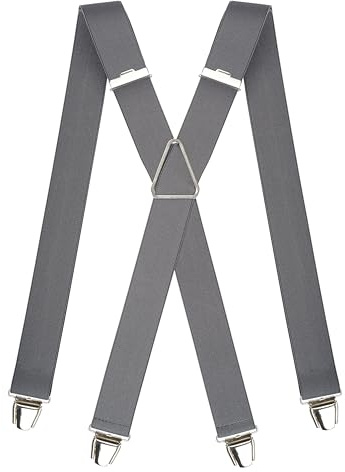 Pierrot Hosenträger für Herren Breit Made in Germany/France - Ultrastarker Gummizug & 4 Extra Starke X-Clips - Verstellbare Länge bis zu 130cm - Garantie auf Lebenszeit