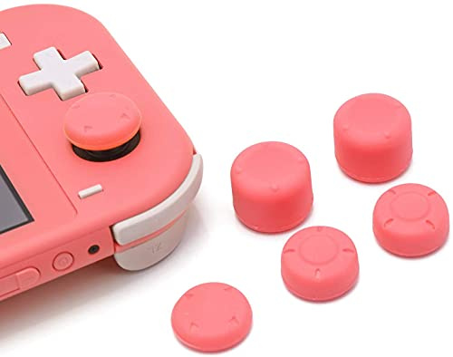 HEATFUN Coral Thumb Grips for Nintendo Switch Lite, Rubber Protective Joystick Caps - Coral (6mm, 9mm, 14mm)