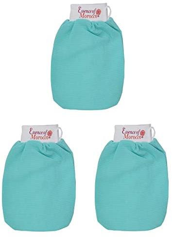 Marokkanischer Peeling-Handschuh, Kessa-Handschuh, blau, hergestellt in Marokko, Premium-Qualität, wiederverwendbar, hilft die Haut zu reinigen, künstliche Bräune und eingewachsene Haare zu entfernen