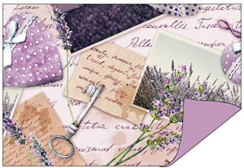 Ideen mit Herz Dekorpapier | beidseitig bedruckt: Dekor & Unifarbe | Din A5 | Faltpapier, Bastelpapier, Dekopapier, Scrapbooking-Papier | 110 g/qm | 50 Stück (Vintage | flieder)