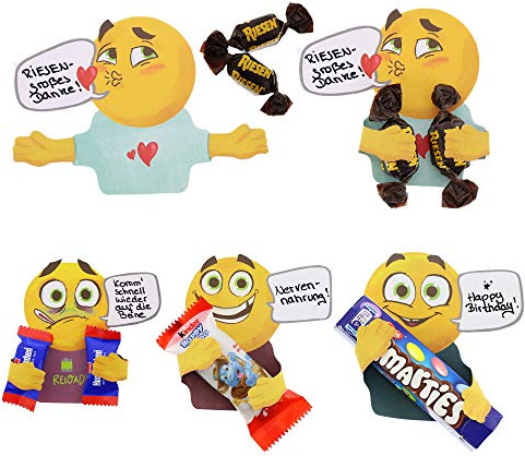 SURPRISA Sweet Hugs Set 'Smiley' für Schokolade, Dankeschön, individuelles kreatives Geschenk, Geburtstag, Gute Besserung | Ideal für Merci, Duplo, Kinderschokolade, Gutscheine, Geldscheine oder kleine Mitbringsel.