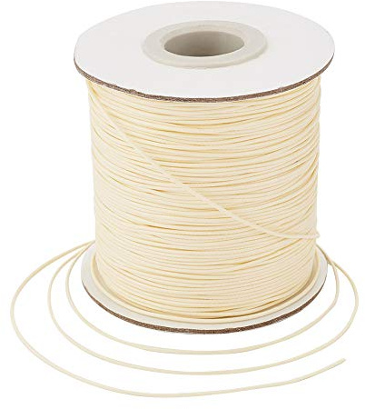 Craftdady 185 Yards 0,5 mm rundes gewachstes Polyester-Seilfaden-Perlenschnur-Spule für Schmuckherstellung und Makramee-Zubehör, Beige