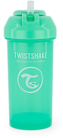Twistshake Tasse de Paille 360 ml – Gobelet Bébé avec Paille Anti-Fuite – Bouteille d’Eau Anti-Déversement pour Tout-Petits – Tasse de Sevrage Sans BPA – Vert