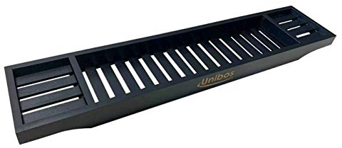 Unibos Black Bamboo Bathtub Storage Rack Caddy Shelf Tidy Tray Holder Wine Glass Holder