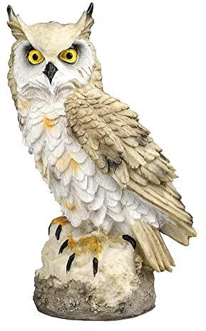Garten Ornament Eule Dekoration Garten Geschenke für Frauen Harz Material Sammlung Eulen Ornamente für den Hausgarten Statuen Outdoor Tiere Taubenabwehr Weiß